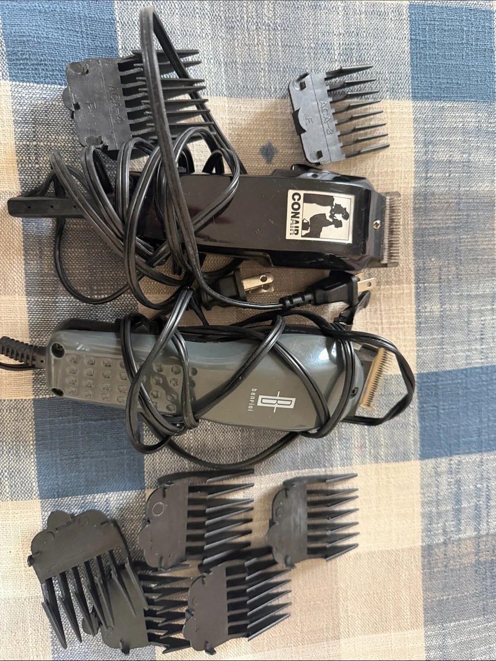 Black & Gray Corded Hair Clippers with Guide Combs